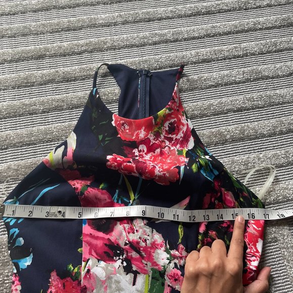 High Neck Floral Racerback Side Slit Mermaid Gown - Picture 4 of 4